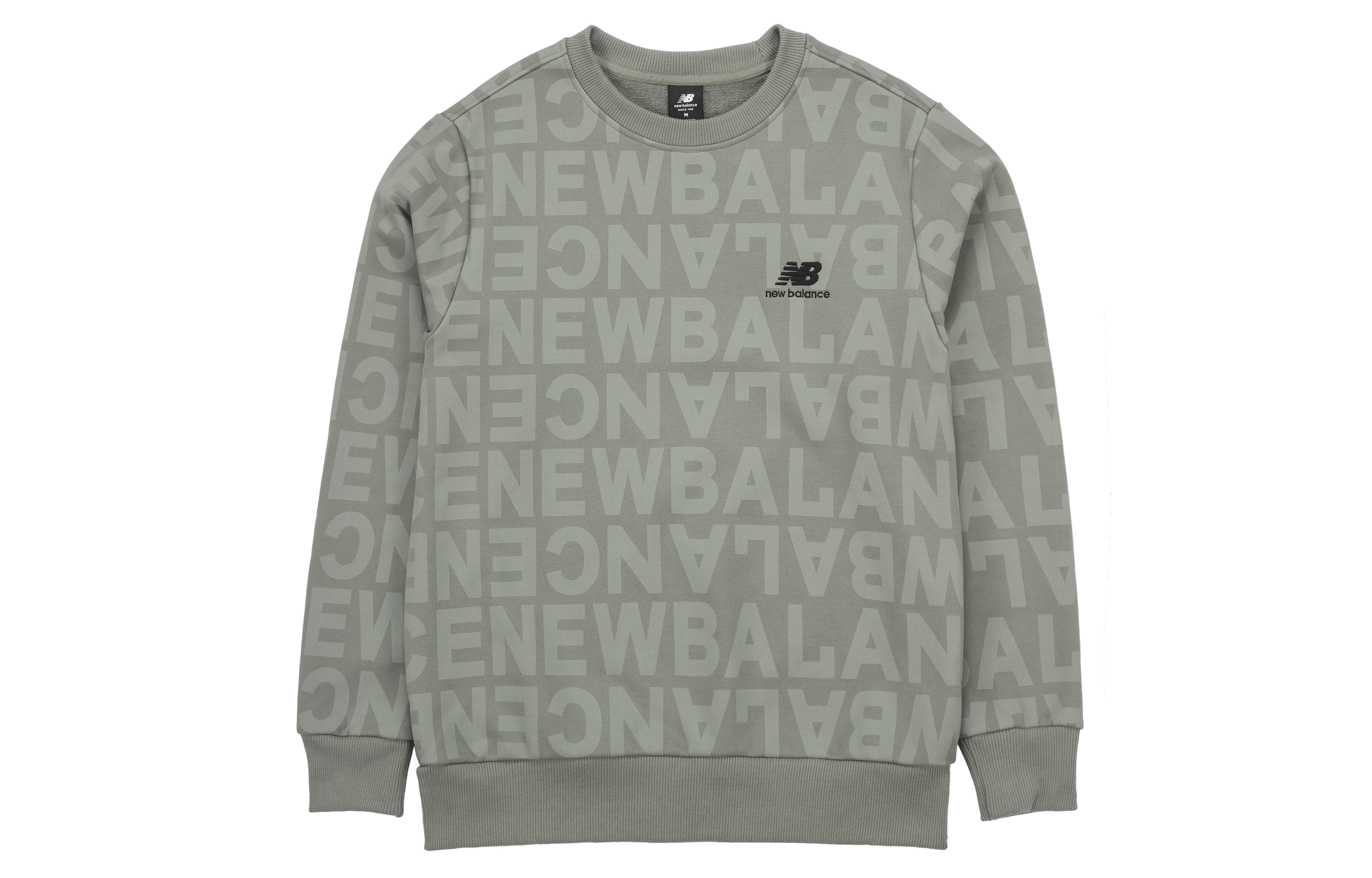 New Balance Logo All-Over Print Crewneck Sweatshirt Olive Green AMT14333-OLG