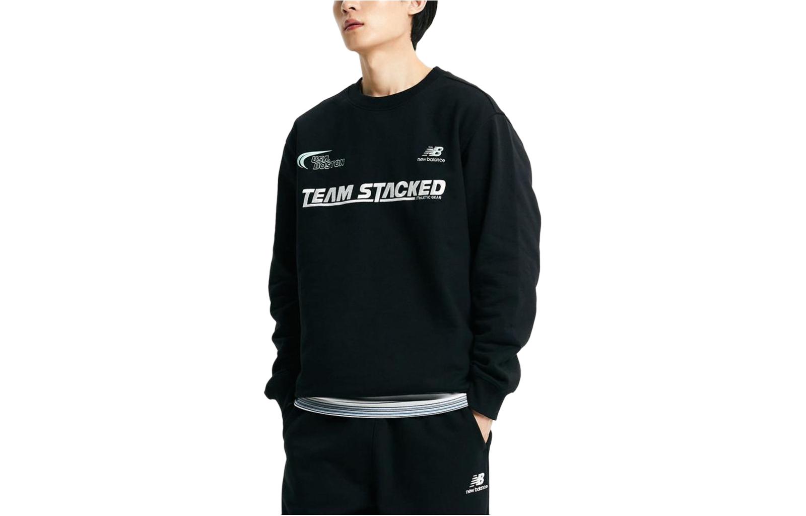 New Balance Logo Crewneck Long-Sleeve Sweatshirt Black Unisex NBNCD42923-19