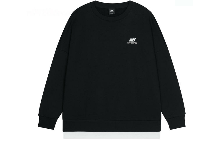 New Balance Logo Crewneck Long Sleeve Sweatshirt Unisex Black AMT13345-BK