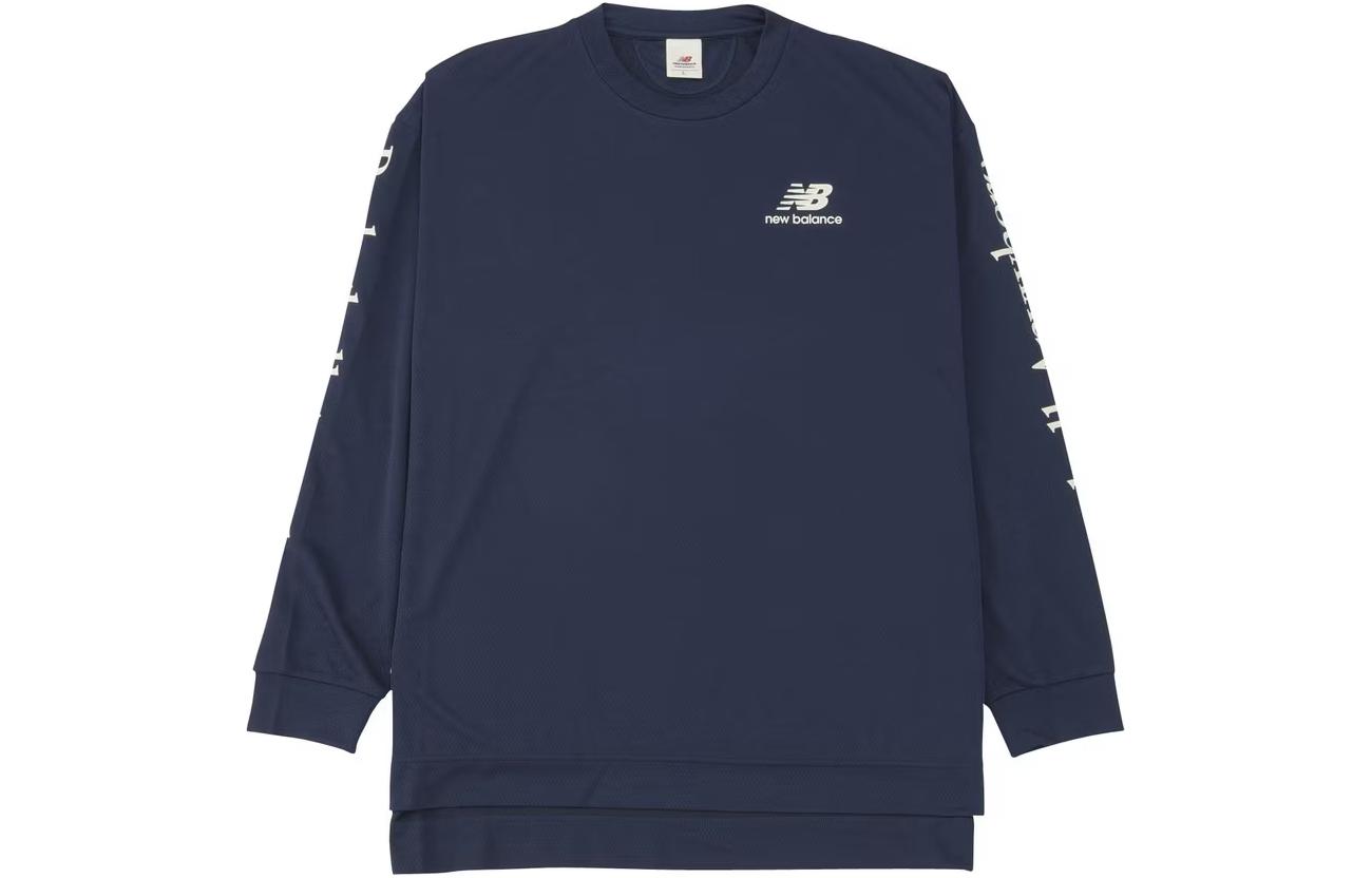 New Balance Logo Crewneck Pullover Sweatshirt Navy Blue - AMT35181-TNV