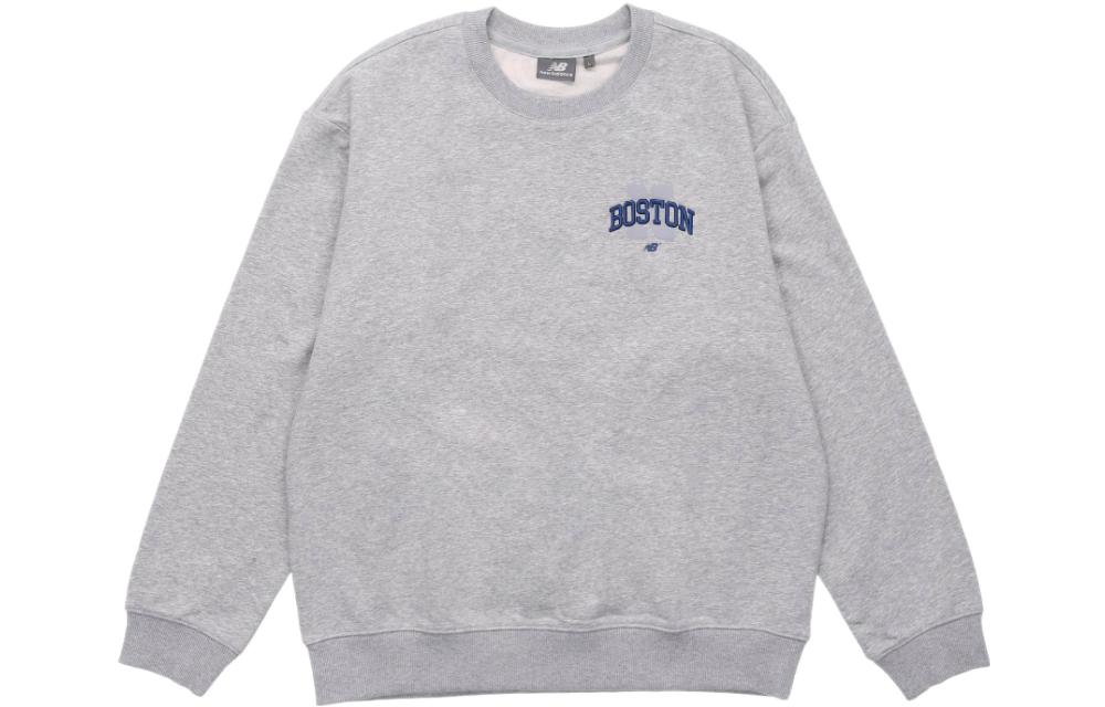 New Balance Logo Crewneck Sweatshirt Gray Unisex Long Sleeve Graphic Pullover 5CC44343-MGR