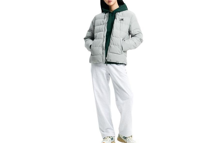 New Balance Logo Crewneck Zip-Up Long Sleeve Jacket Unisex Khaki NPD42903-49