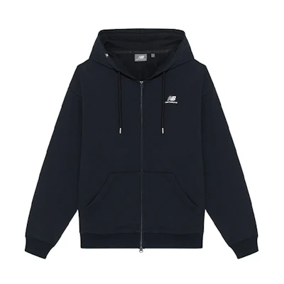 New Balance Logo Embroidered Hoodie Zip Jacket Unisex Black MDA3E013-BK