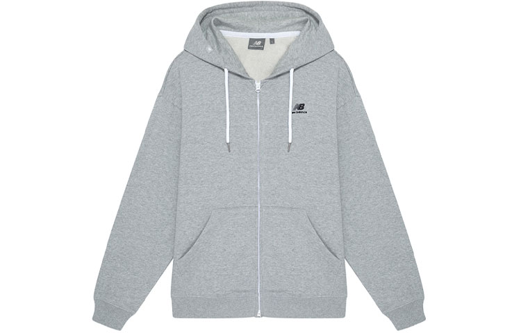 New Balance Logo Embroidered Zip-Up Sweatshirt Unisex Gray MDA3E013-GR