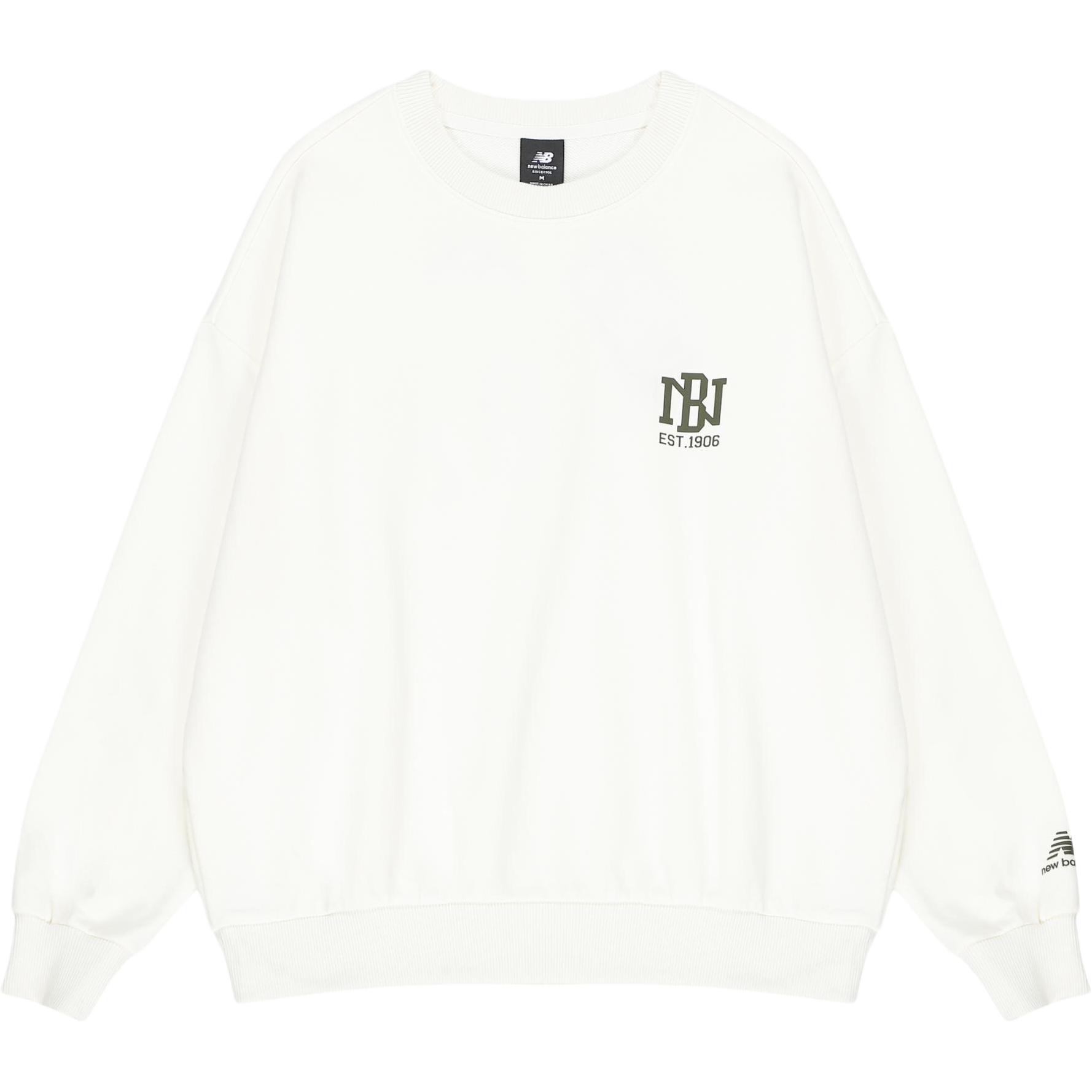 New Balance Logo Graphic Print Long Sleeve Sweatshirt White () AMT23330-CIC