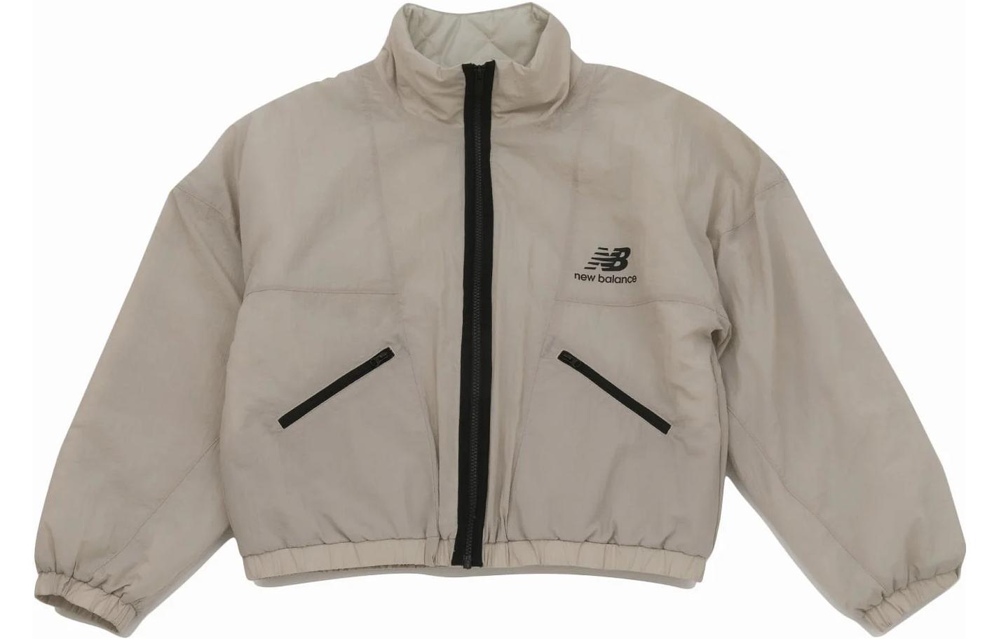 New Balance Logo Graphic Stand Collar Jacket Unisex - Off-White WJ13504-TWF