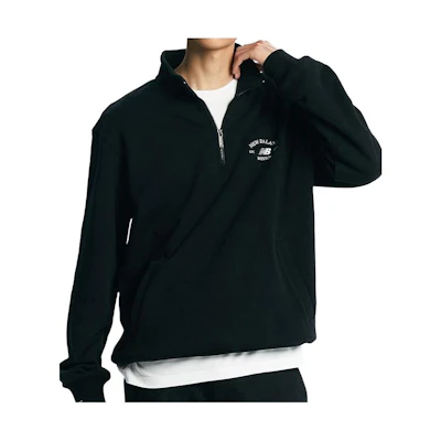 New Balance Logo Half-Zip Pullover Sweatshirt Unisex Black NBNCD4A023-19
