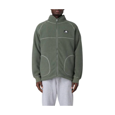 New Balance Logo High-Collar Zip-Up Jacket Green Long-Sleeve MJ33503D-ON