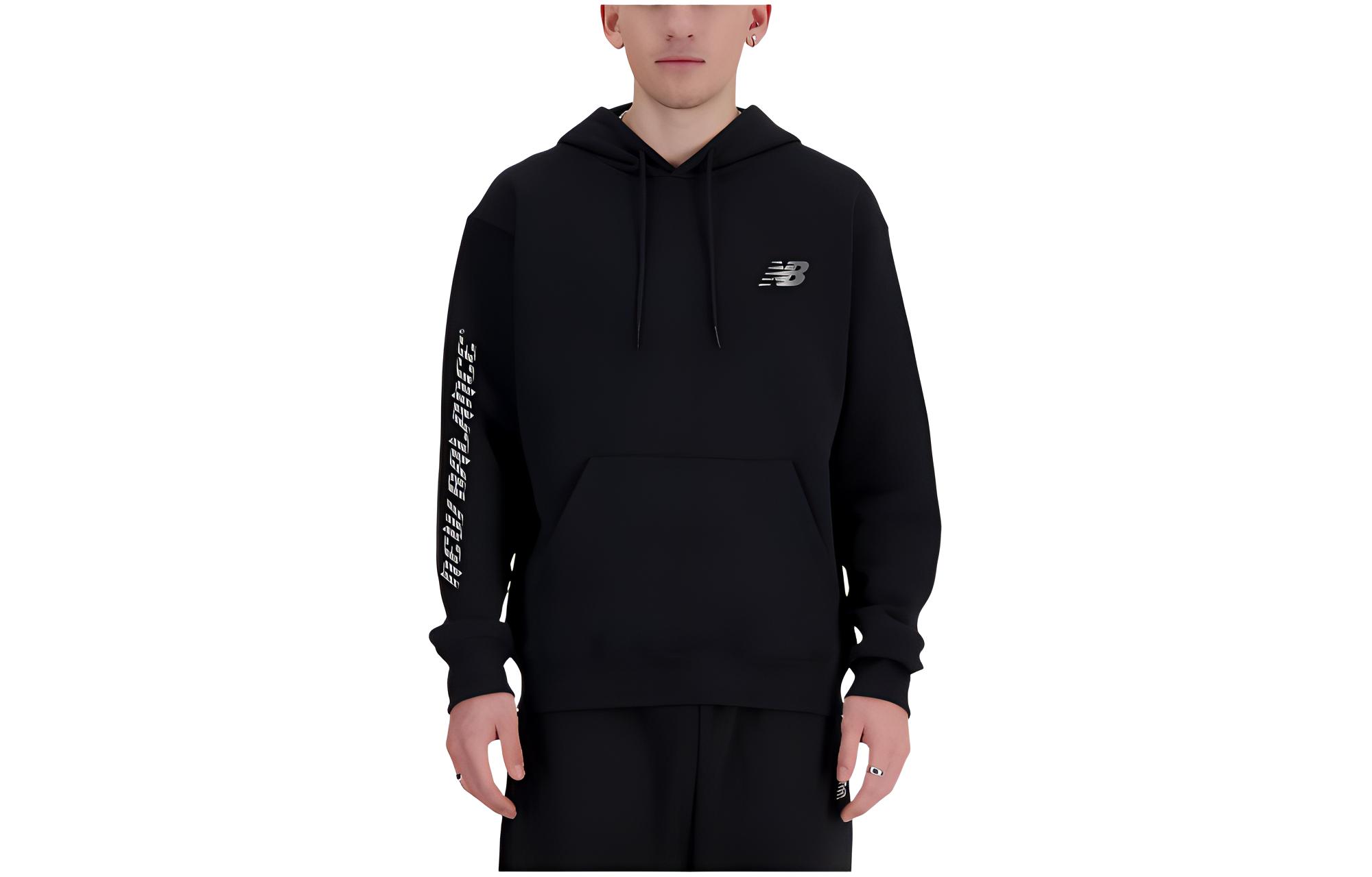 New Balance Logo Hoodie Black Long Sleeve Sweatshirt MT41942-BK