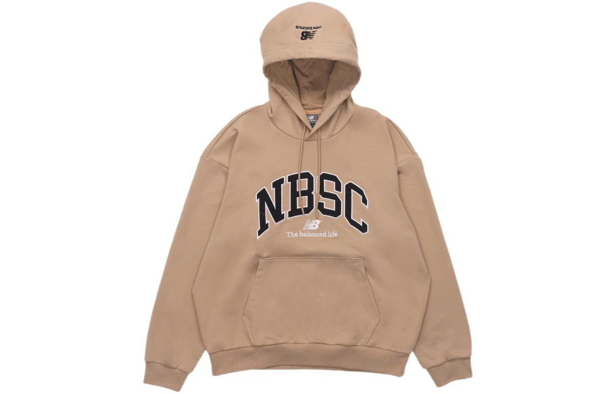 New Balance Logo Hoodie Khaki Unisex Long Sleeve with Drawstring 5CC44353-BEI