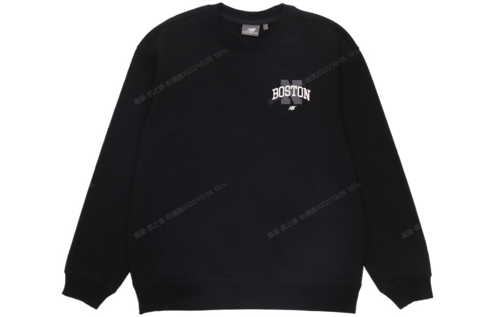 New Balance Logo Letter Print Crewneck Long Sleeve Sweatshirt Unisex Black 5CC44343-BK