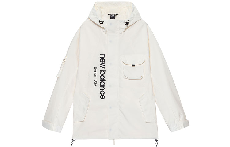 New Balance Logo Outdoor Utility Woven Jacket Ivory White AMJ13392-IV
