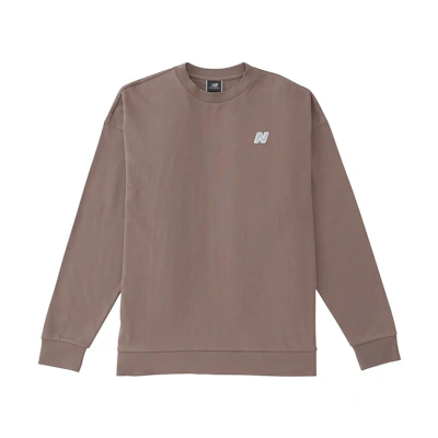 New Balance Logo Oversized Drop Shoulder Sweatshirt Unisex Brown AMT35003-MS