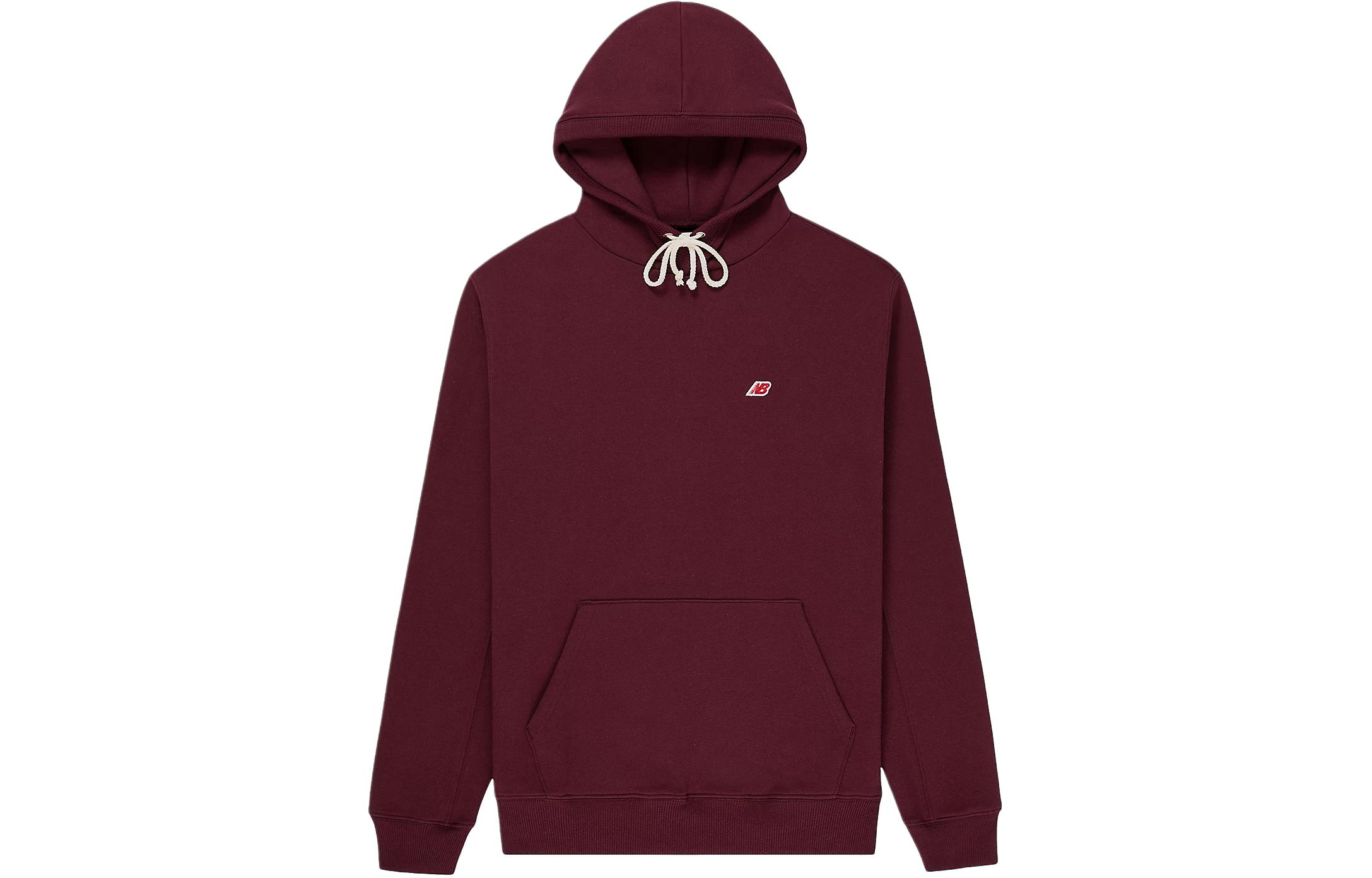 New Balance Logo Patch Pullover Hoodie Maroon MT21540-NBY