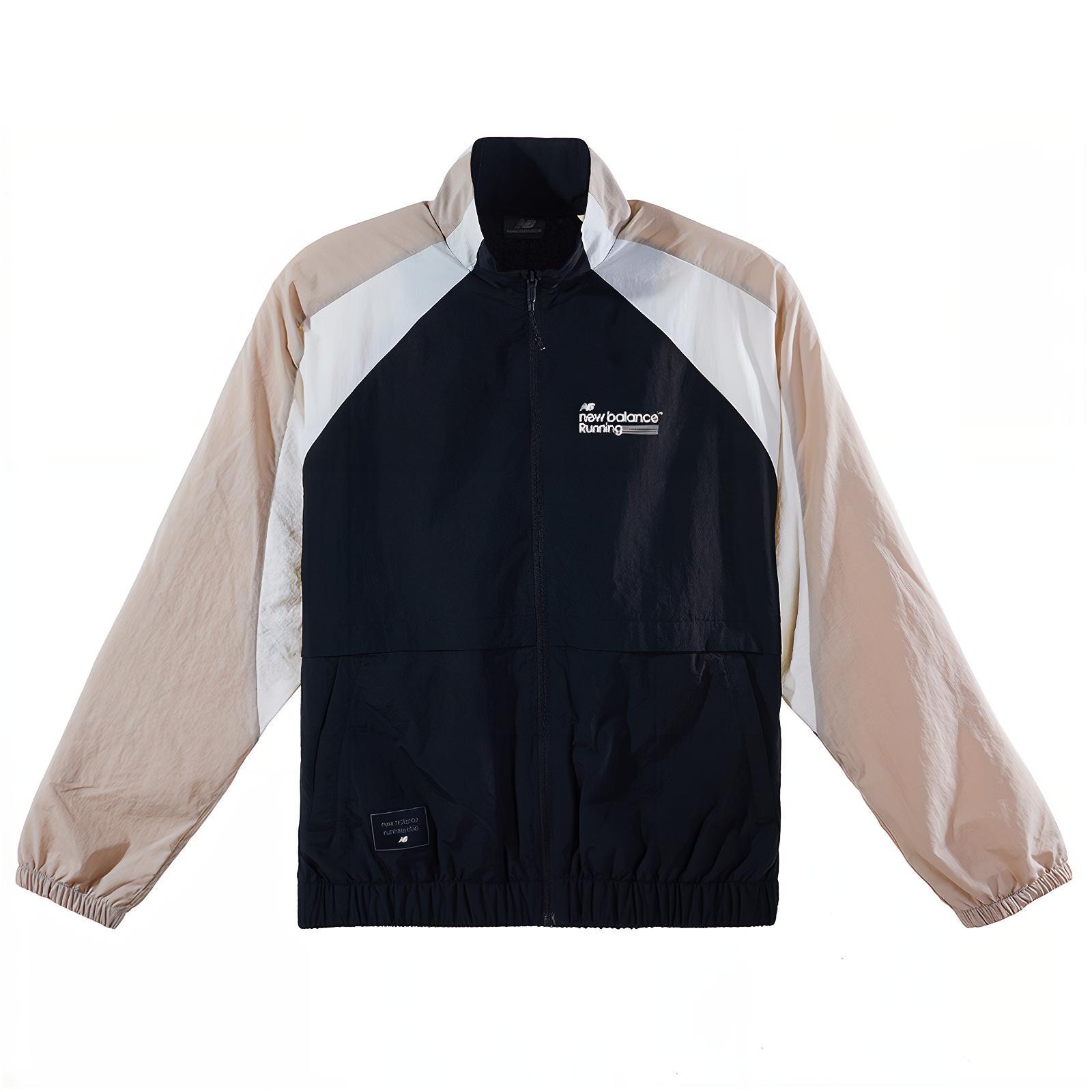 New Balance Logo Patchwork Colorblock Retro Lightweight Jacket Unisex Black NAE12131-BK
