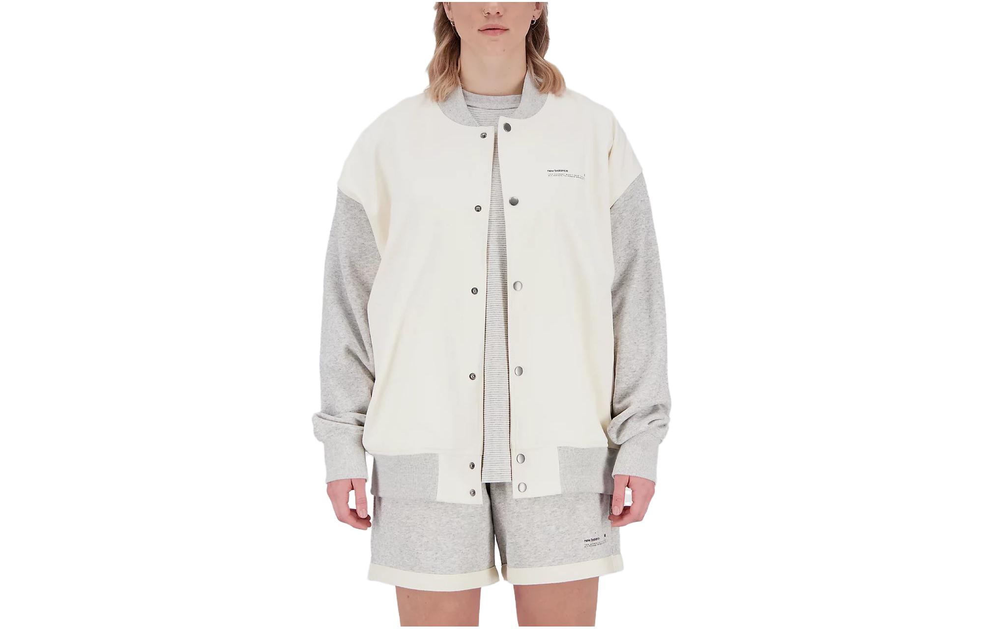 New Balance Logo Print Baseball Collar Long Sleeve Jacket Unisex UJ31551G-IE