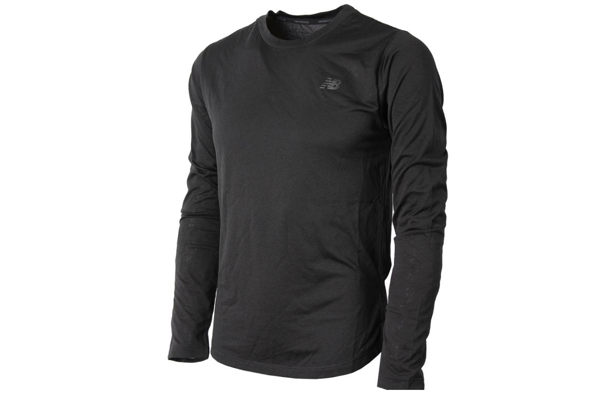New Balance Logo Print Black Crewneck Sweatshirt Long Sleeve Black NBNDA2X011-19