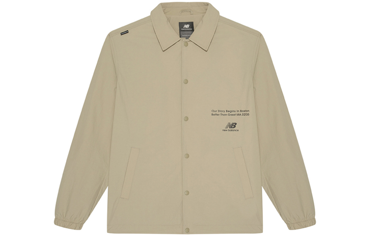New Balance Logo Print Coach Jacket Brown Unisex NAA3E013-BEI
