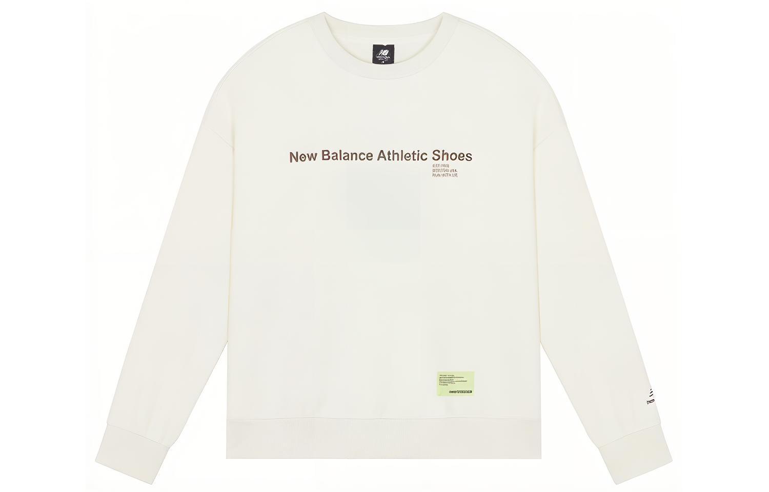New Balance Logo Print Crewneck Pullover Sweatshirt White (Unisex) AMT21360-IV