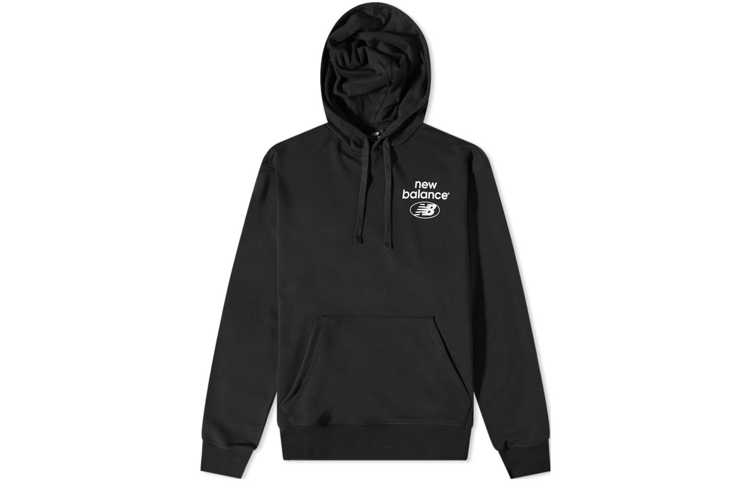 New Balance Logo Print Drawstring Hoodie Black - MT31514-BK