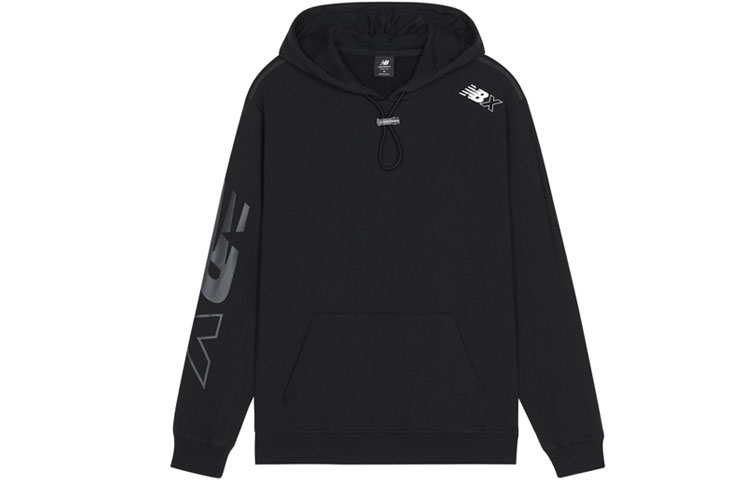 New Balance Logo Print Drawstring Hoodie Black AMT13567-BK