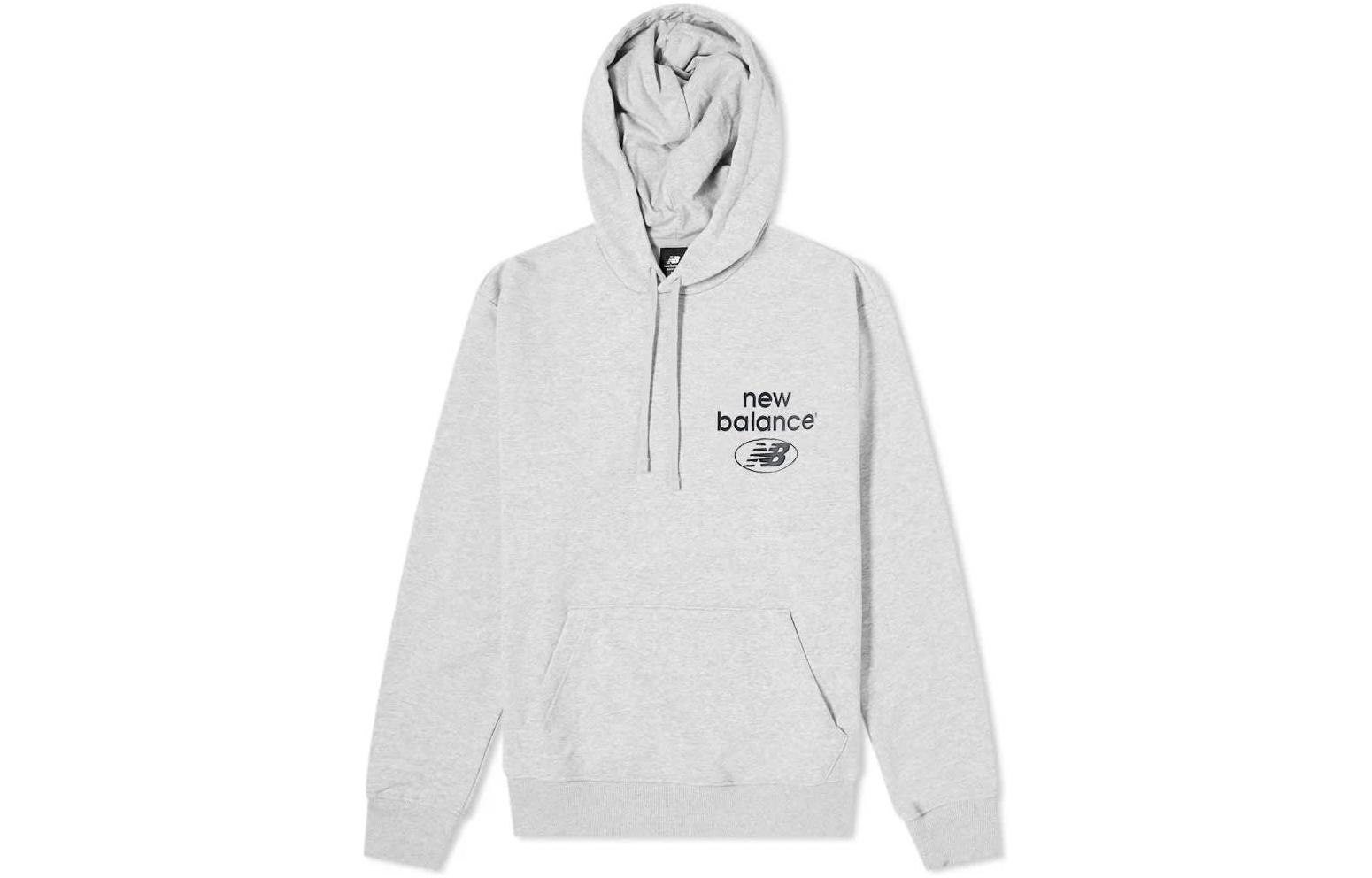 New Balance Logo Print Drawstring Hoodie Grey MT31514-AG