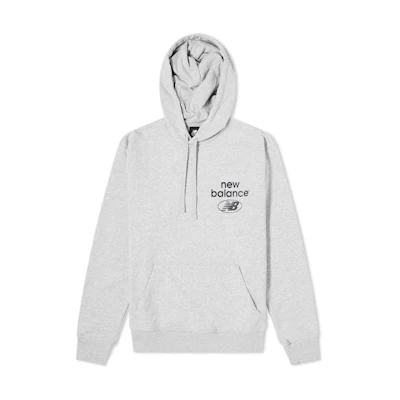 New Balance Logo Print Drawstring Hoodie Grey MT31514-AG