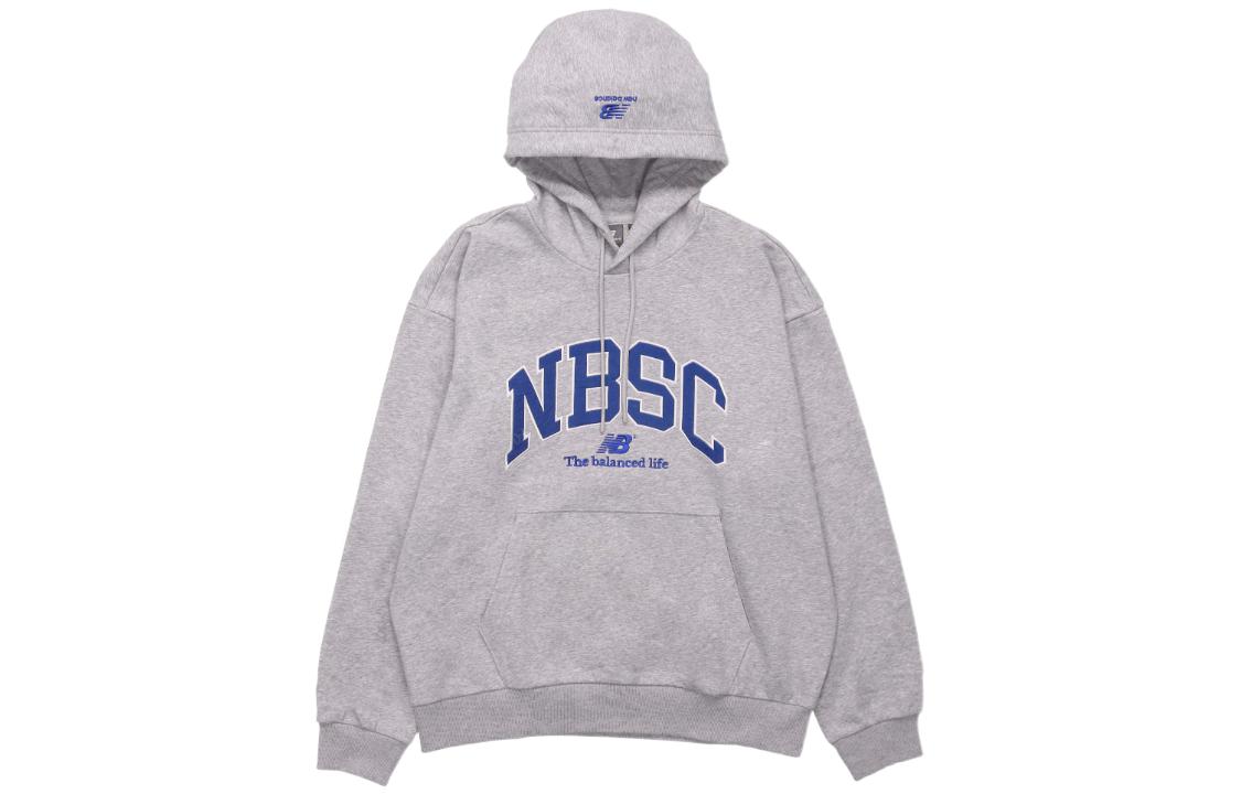 New Balance Logo Print Drawstring Hoodie Unisex Gray Color 5CC44353-MGR