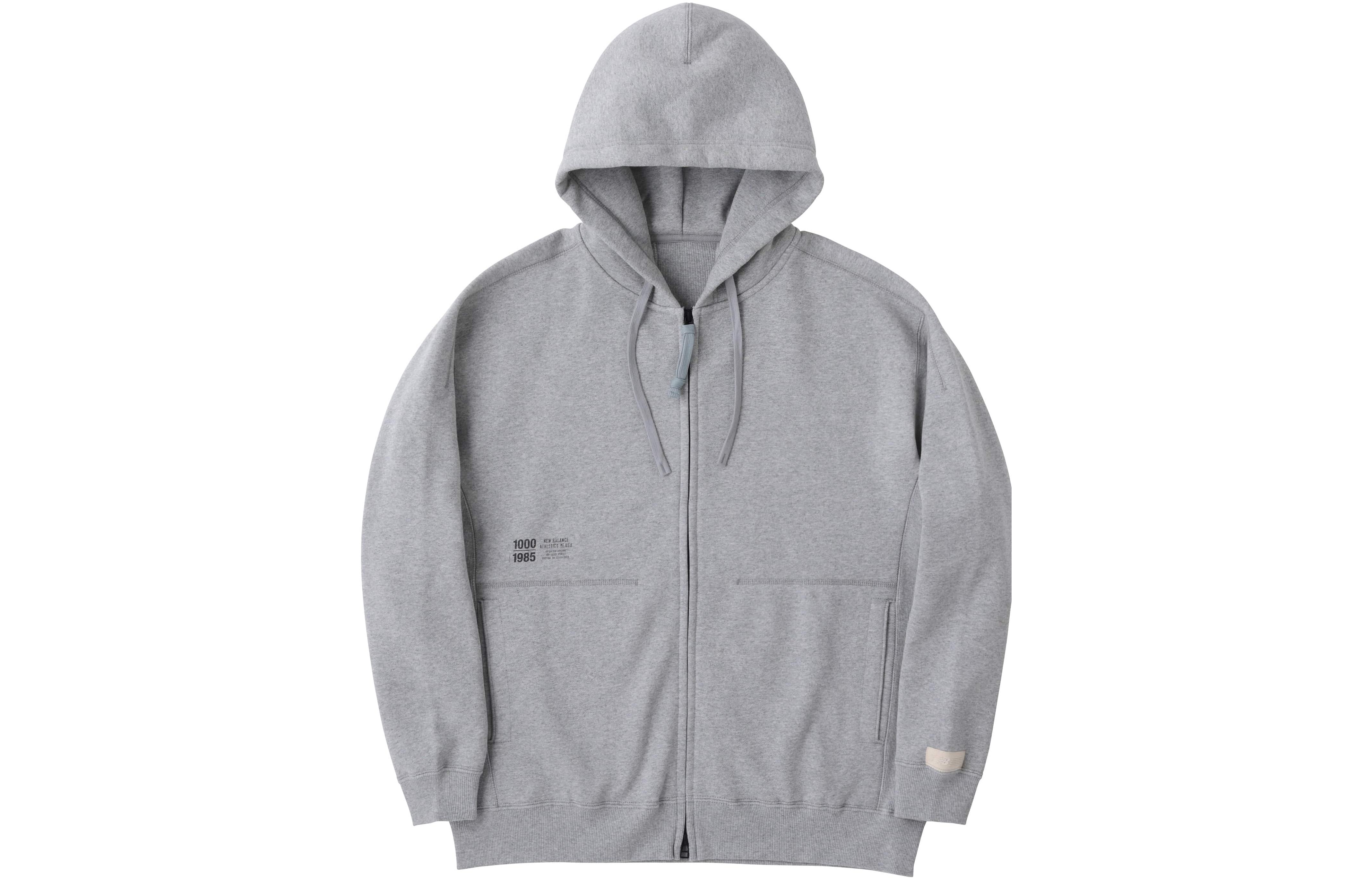 New Balance Logo Print Grey Zip-Up Hoodie Casual Wear AMJ25072-HGR