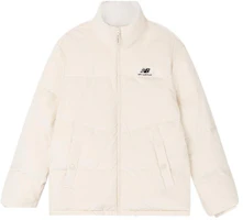 New Balance Logo Print High Neck Puffer Jacket Unisex White. NC5PC44393-IV New Balance Logo Print High Neck Puffer Jacket Unisex White. NC5PC44393-IV