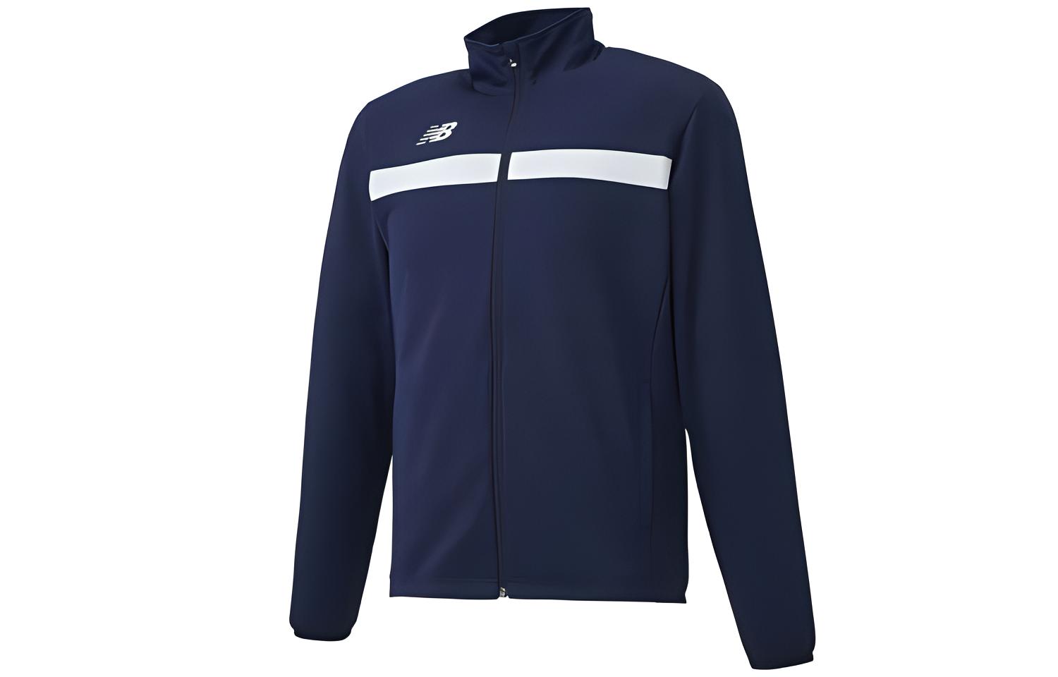 New Balance Logo Print High Neck Zip Jacket Blue JMJF9403-NV