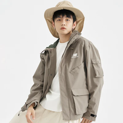New Balance 標誌連帽防風外套 男女同款 亞麻色 AMJ31320-DRI Details for New Balance 標誌連帽防風外套 男女同款 亞麻色 AMJ31320-DRI