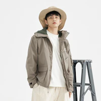 Cheap New Balance 標誌連帽防風外套 男女同款 亞麻色 AMJ31320-DRI