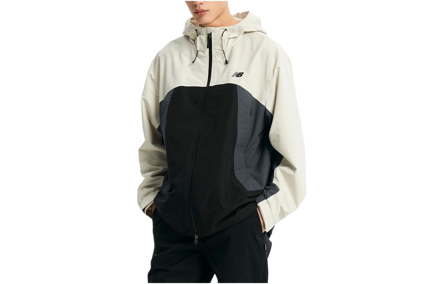 New Balance Logo Print Hooded Zip Jacket Gray NBNAE12343-36