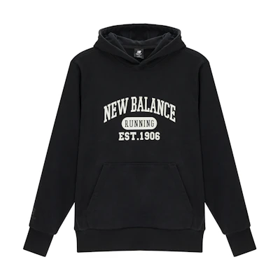 New Balance Logo Print Hoodie Black Unisex Casual Loose Fit for Fall/Winter Style AMT31313-BK