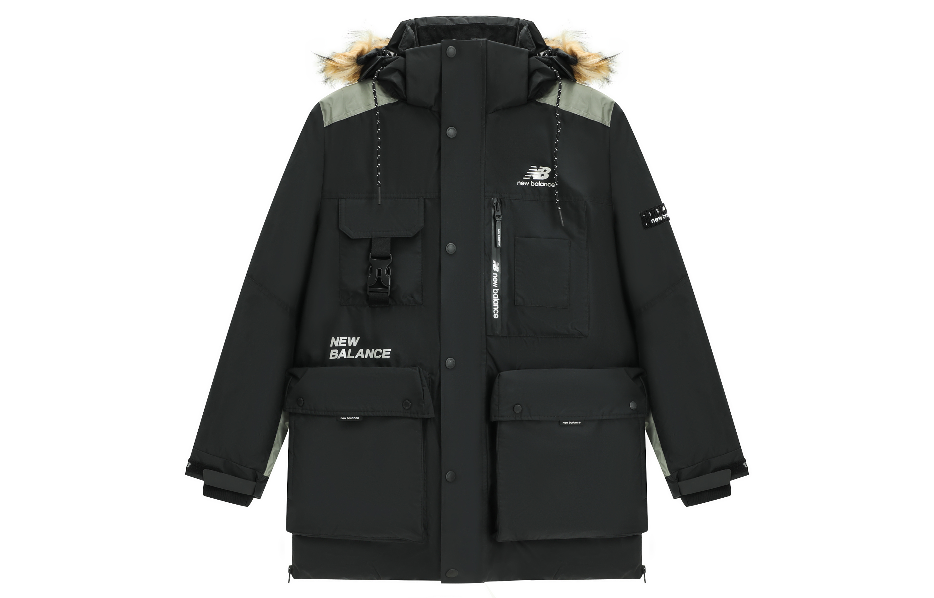 Order New Balance Logo Print Insulated Hooded Down Jacket Unisex Winter Black. AMJ14300-BK