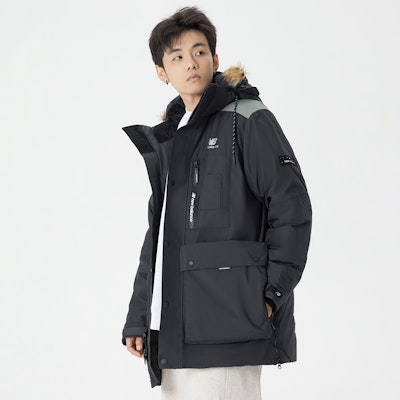 New Balance Logo Print Insulated Hooded Down Jacket Unisex Winter Black. AMJ14300-BK Sizing New Balance Logo Print Insulated Hooded Down Jacket Unisex Winter Black. AMJ14300-BK