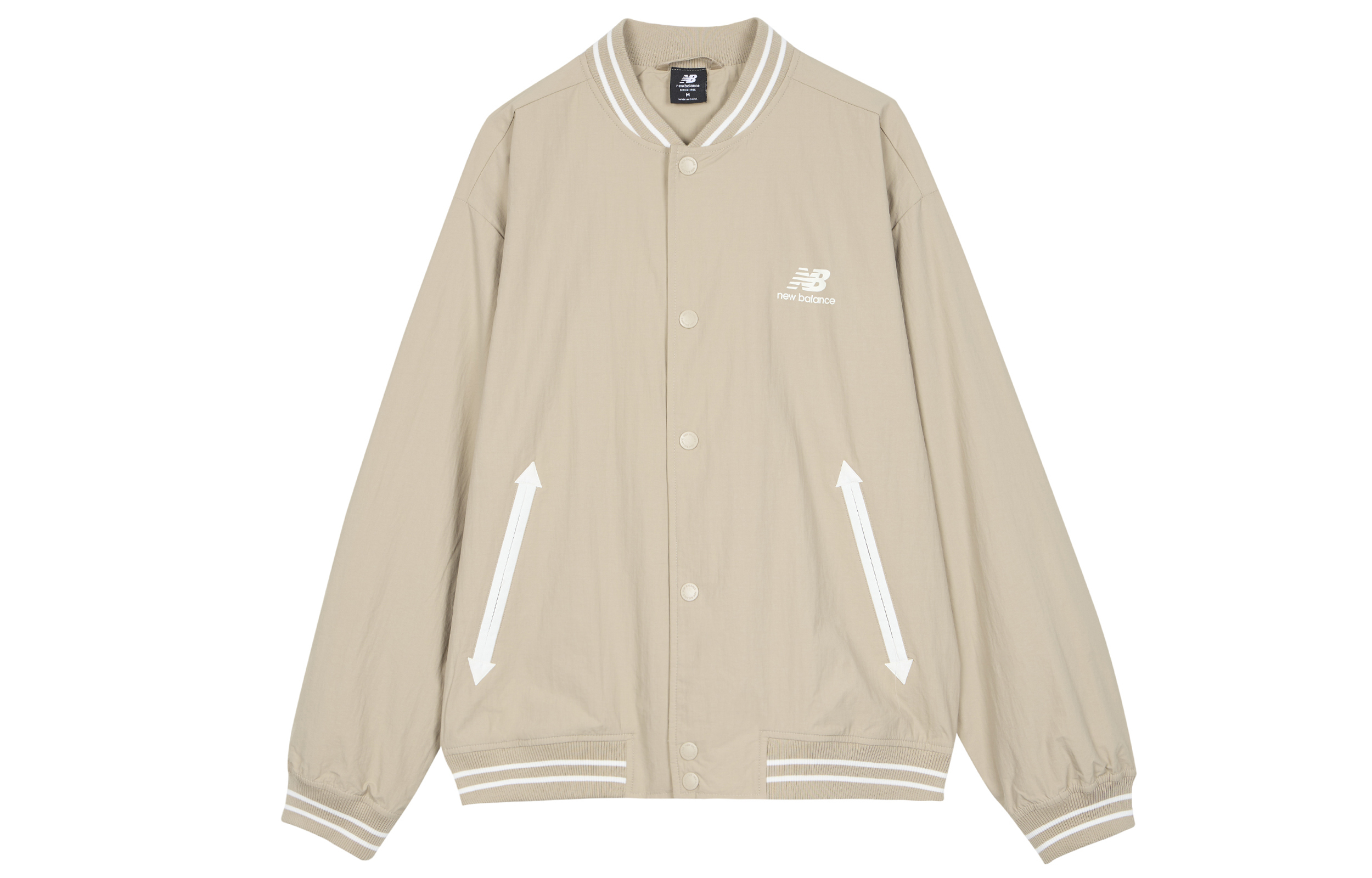 New Balance Logo Print Loose Fit Woven Jacket Khaki Color AMJ33362-BNN