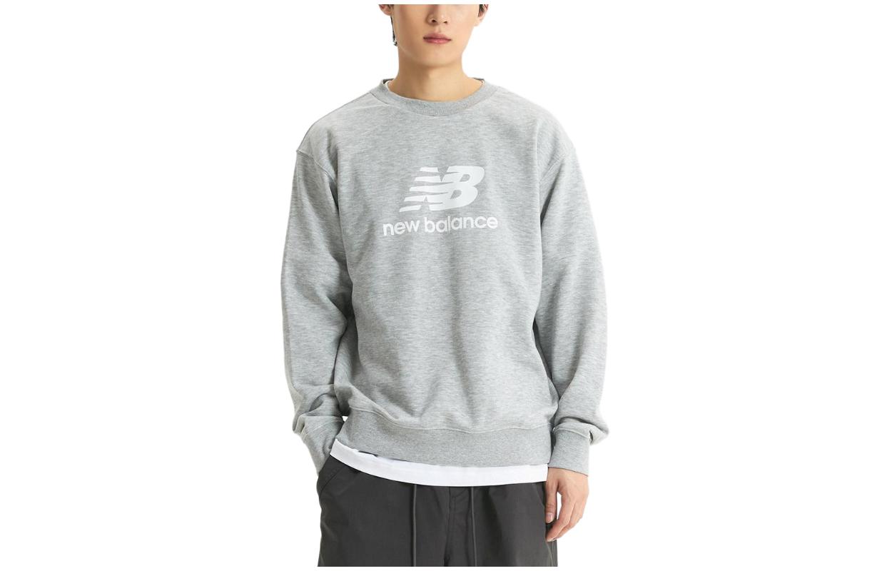 New Balance Logo Print Loose Pullover Crewneck Sweatshirt Grey NBNCE2S011-15