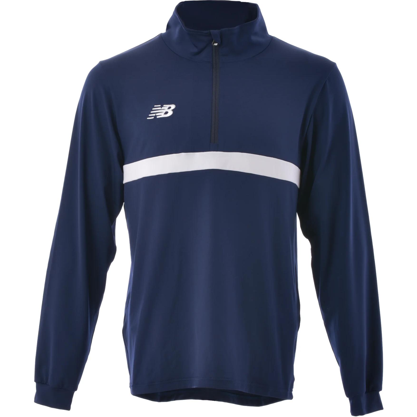 New Balance Logo Print Navy Blue Pullover Jacket with Stand Collar JMJF9401-NV