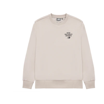 New Balance Logo Print Oversized Crewneck Sweatshirt Khaki Unisex Casual 5CD12023-LBE