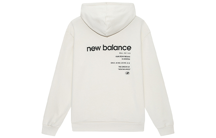 New Balance Logo Print Oversized Hoodie Cream White Unisex Pullover 5CB43313-CRE