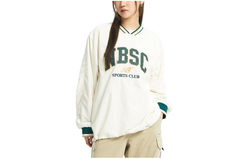 New Balance Logo Print Oversized Long-Sleeve Sweatshirt Unisex Off-White NBNCD31313-64