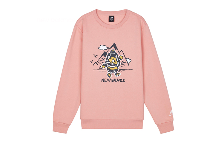 New Balance Logo Print Pink Crewneck Sweatshirt - Unisex Casual Style AMT03341-PSN