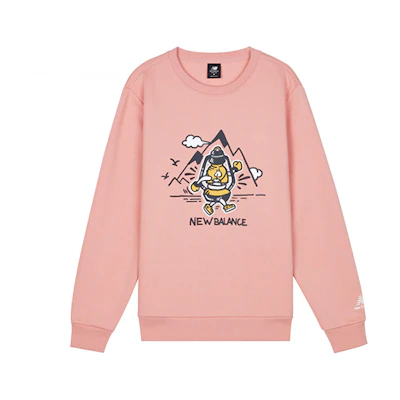 New Balance Logo Print Pink Crewneck Sweatshirt - Unisex Casual Style AMT03341-PSN