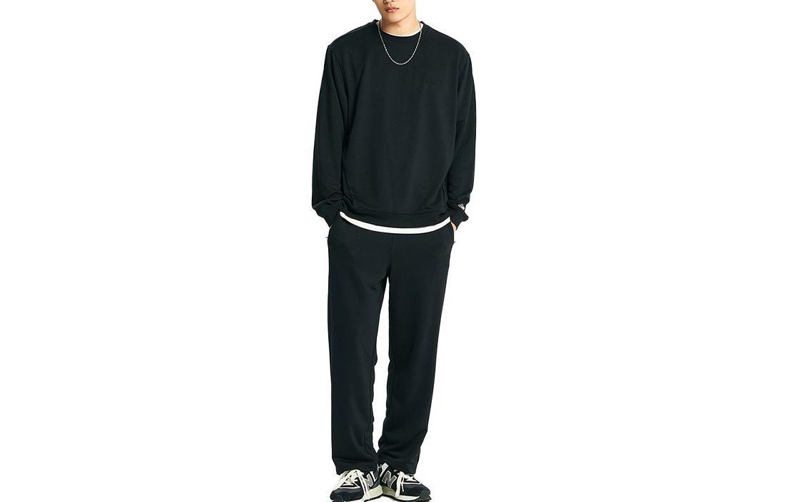 New Balance Logo Print Pullover Crewneck Loose Sweatshirt Black NCD32833-19