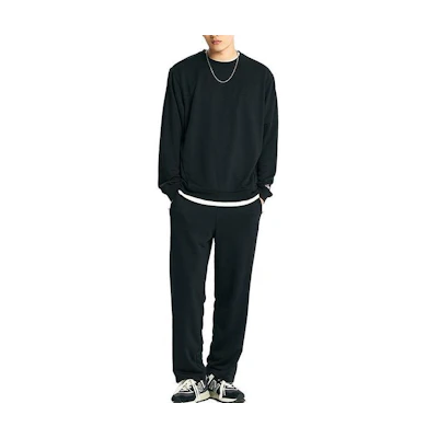 New Balance Logo Print Pullover Crewneck Loose Sweatshirt Black NCD32833-19