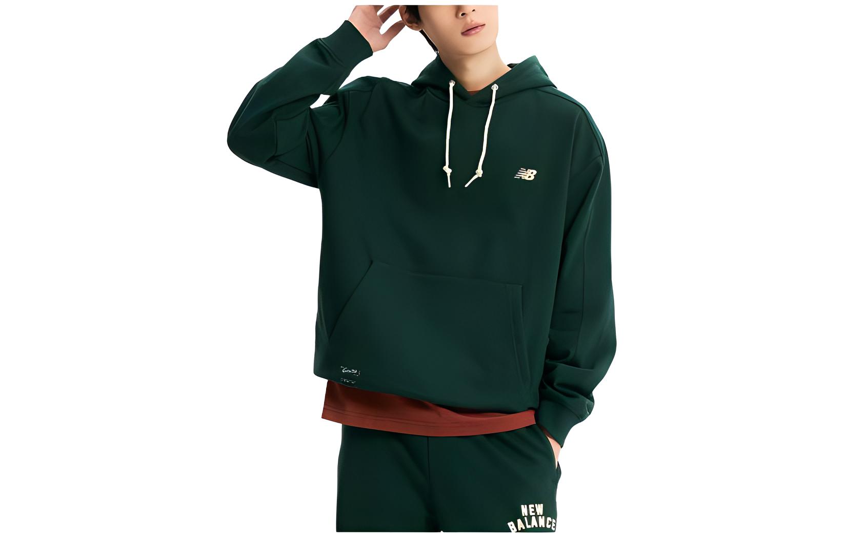 New Balance Logo Print Pullover Hoodie Dark Green NBN0E11213-62