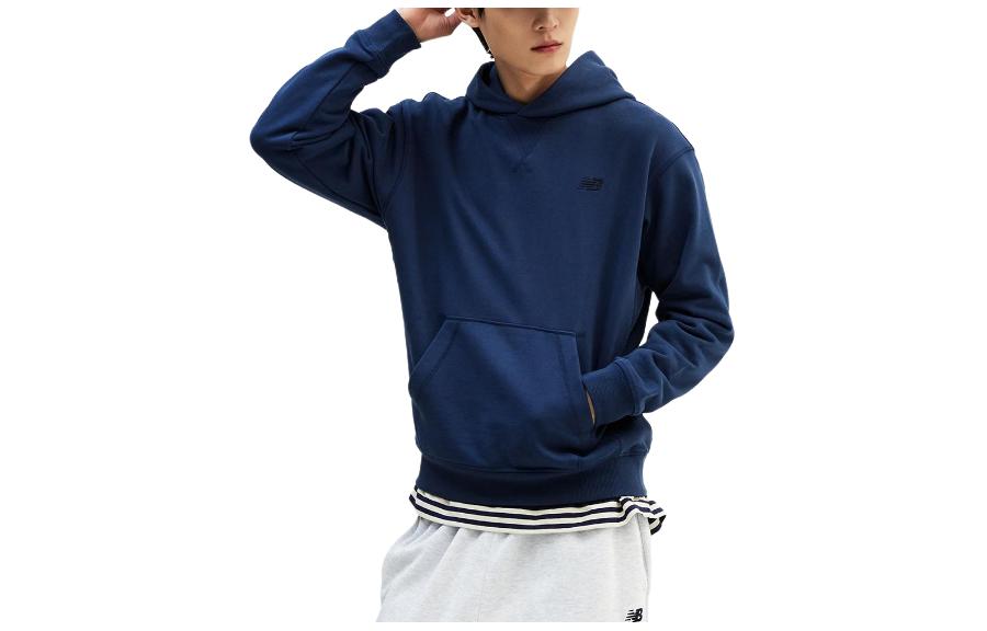 New Balance Logo Print Pullover Hoodie Navy Blue Long Sleeve Sweatshirt NBN0E2S011-59