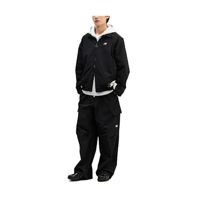New Balance Logo Print Stand Collar Zip Jacket Unisex Black NBNAE1A083-19
